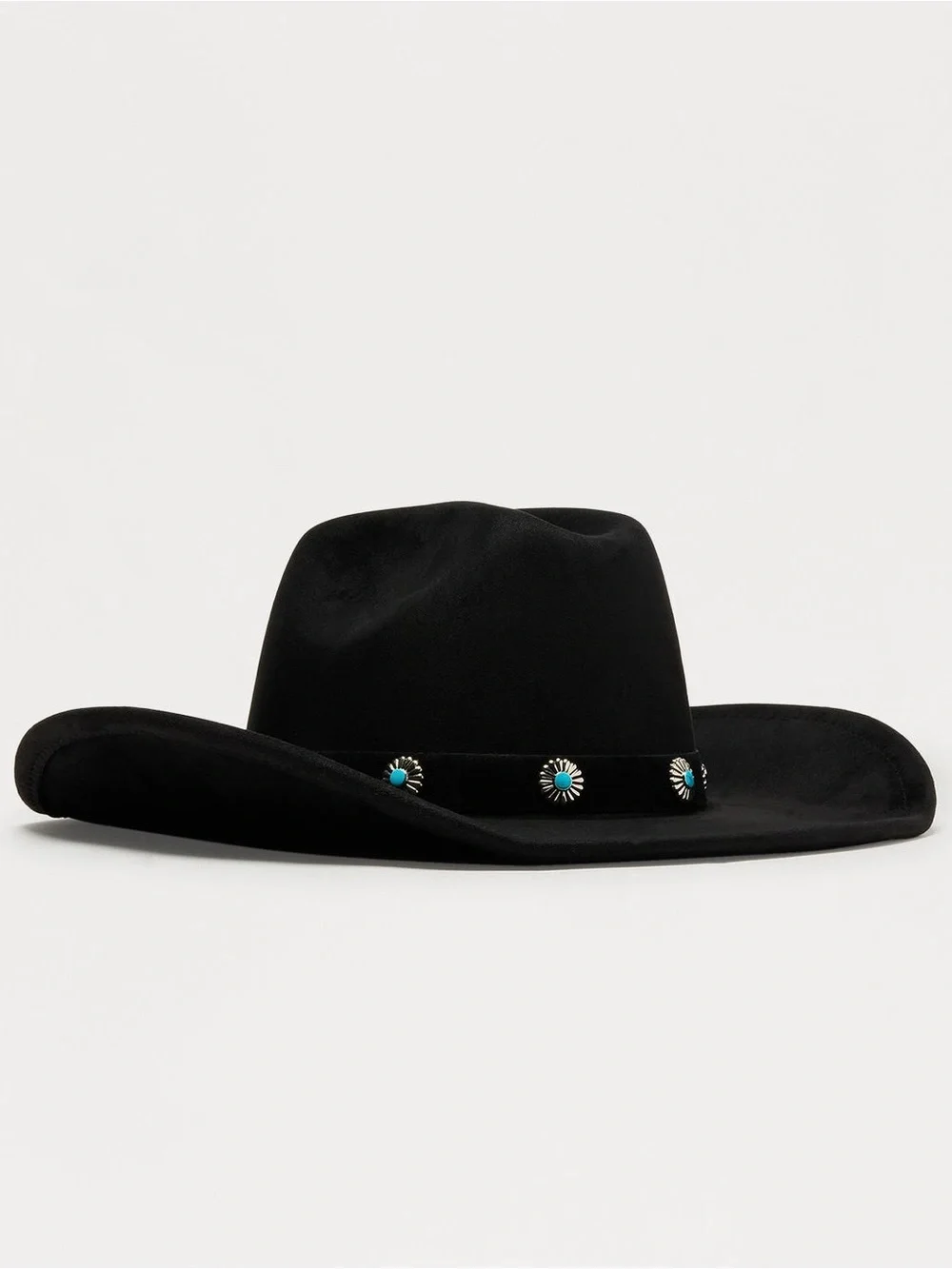 Black Cowboy Hat with Turquoise Concho Band